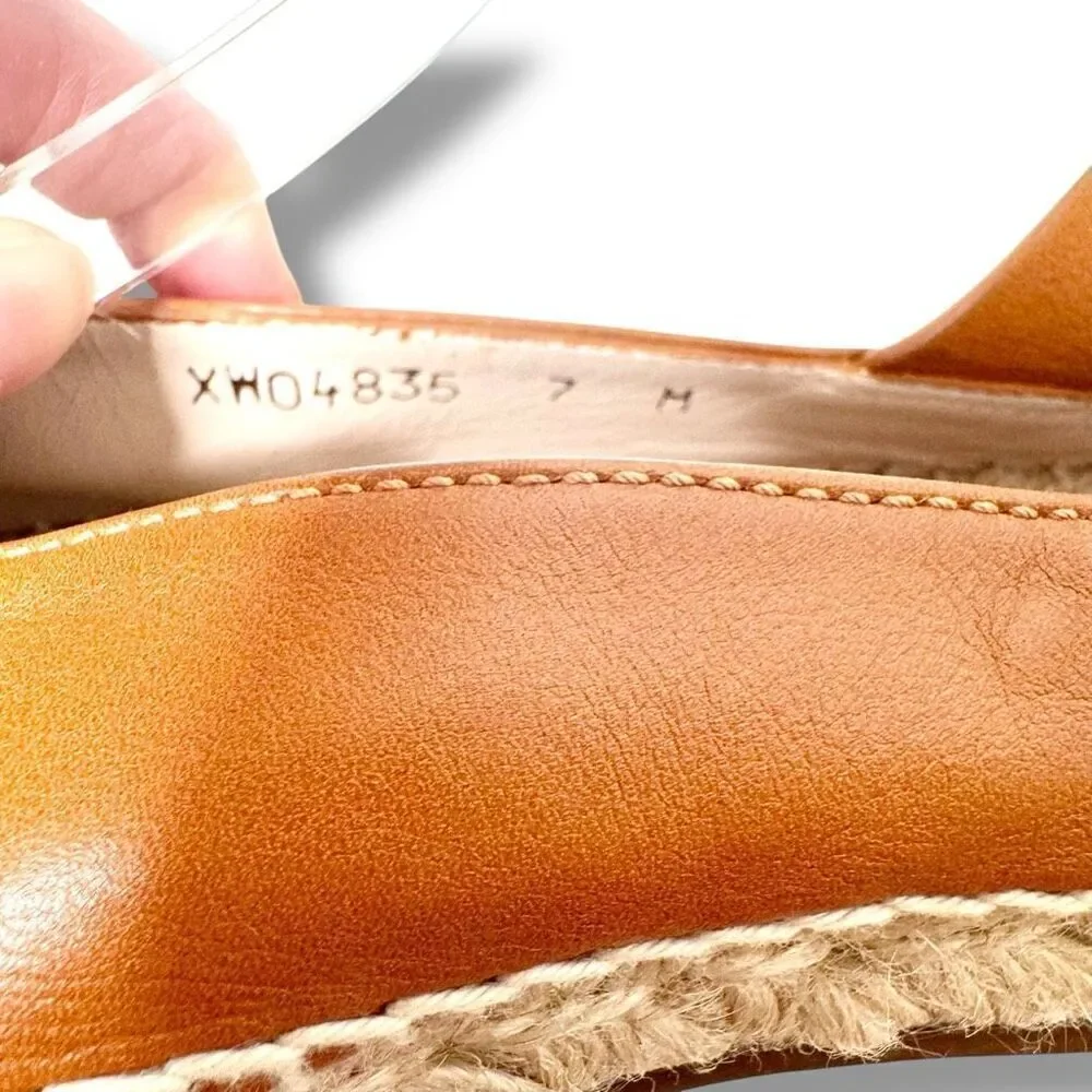 Stuart Weitzman Toga Cognac Brown Leather Ankle Wrap Espadrille Women’s Size 7 M